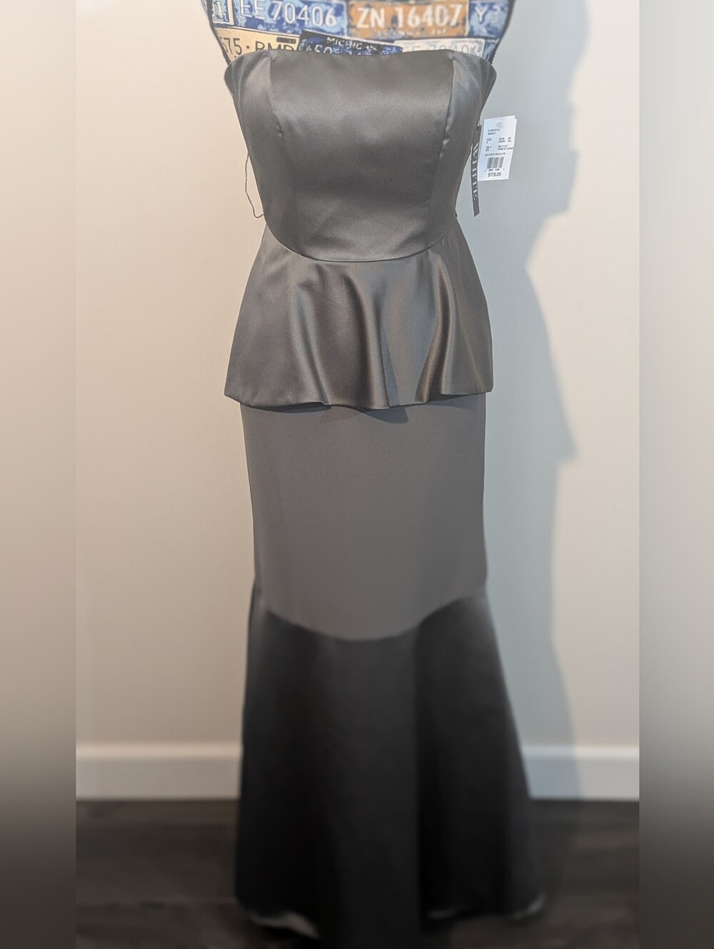 White by Vera Wang NWT $178 Elegant Strapless Peplum Gown Dress